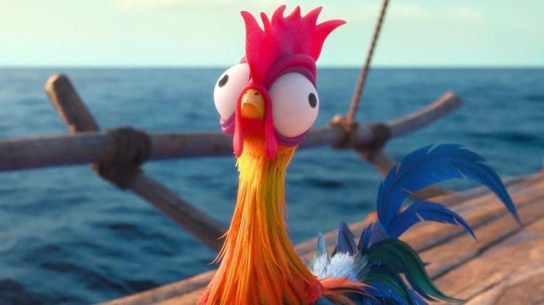 Bug-eyed Heihei on boat