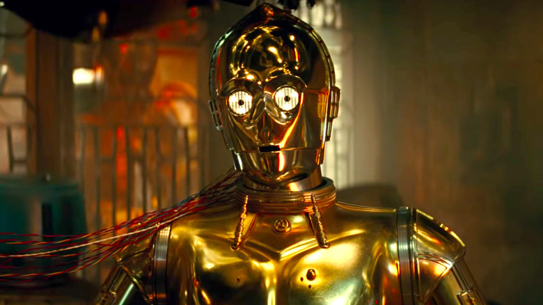 C-3PO with wires in his head