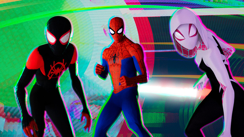 Miles Morales, Peter Parker, and Gwen Stacy prepare to fight