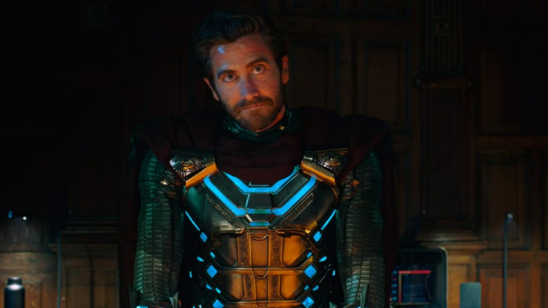 Mysterio wearing costume in lab