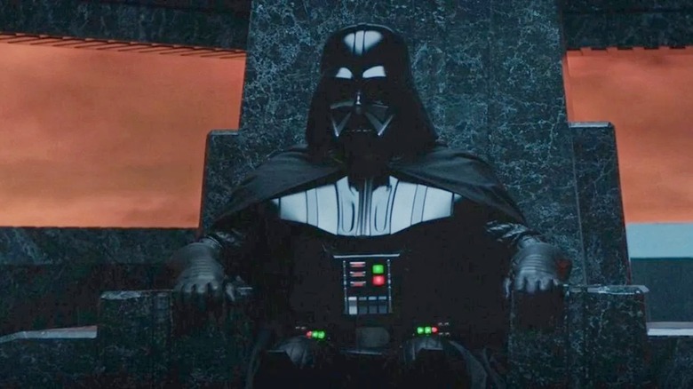 Vader sitting on stone throne