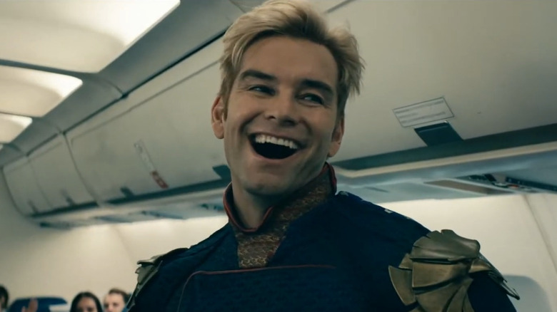 Homelander laughing on airplane