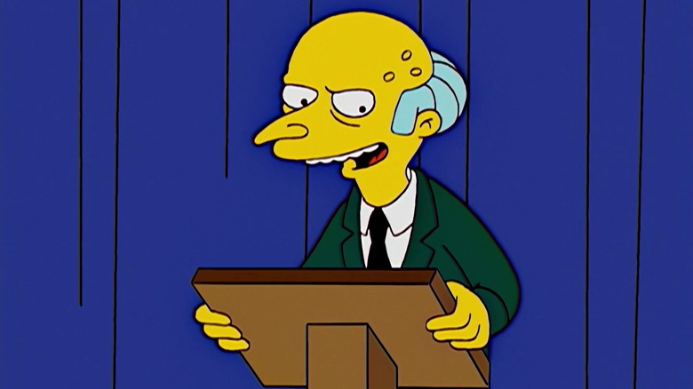 Mr Burns giving a speech 