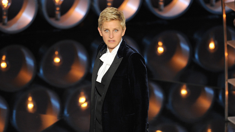 Ellen DeGeneres looks at audience