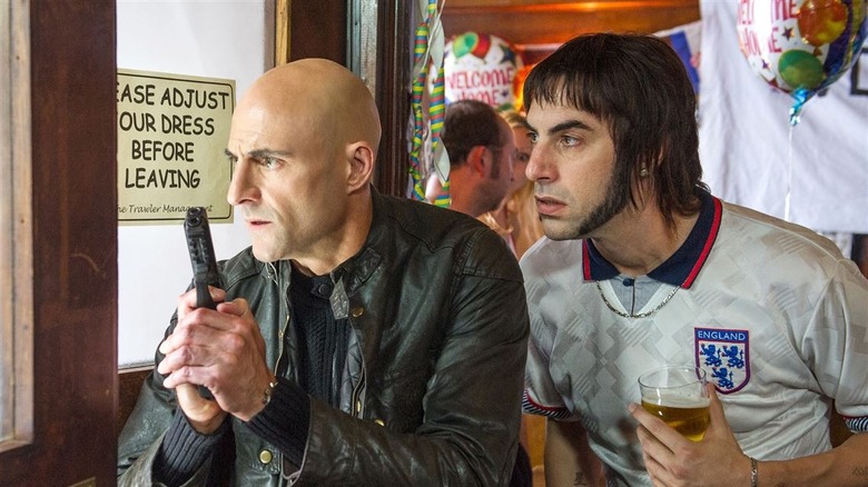 Mark Strong and Sacha Baron Cohen gazing