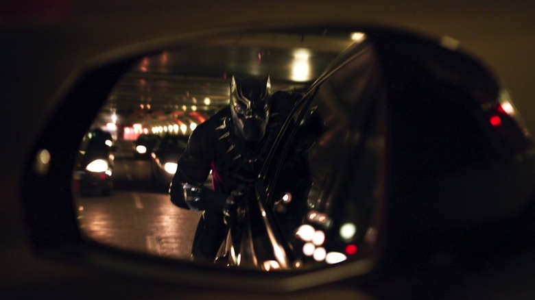 Black Panther in the rear view mirror in Captain America: Civil War