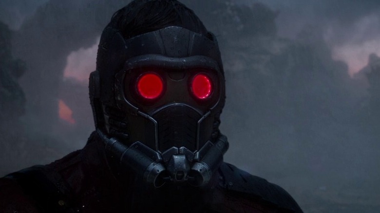 Close-up on Star-Lord's mask in Guardians of the Galaxy