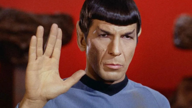 Spock gives the hand sign