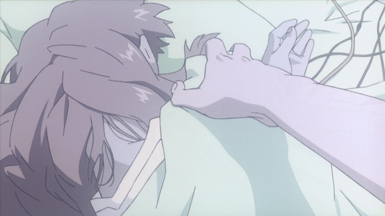 Shinji grabs comatose Asuka