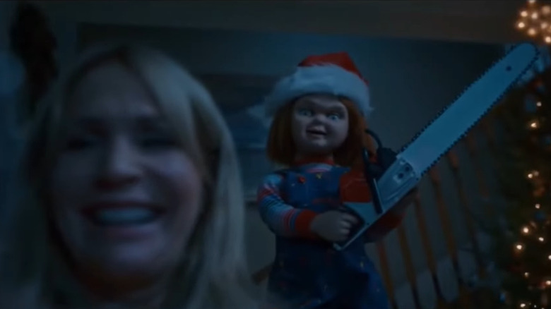 Chucky with a chainsaw