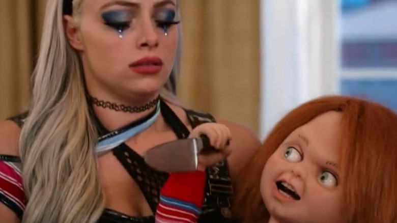 Chucky about to stab Liv Morgan