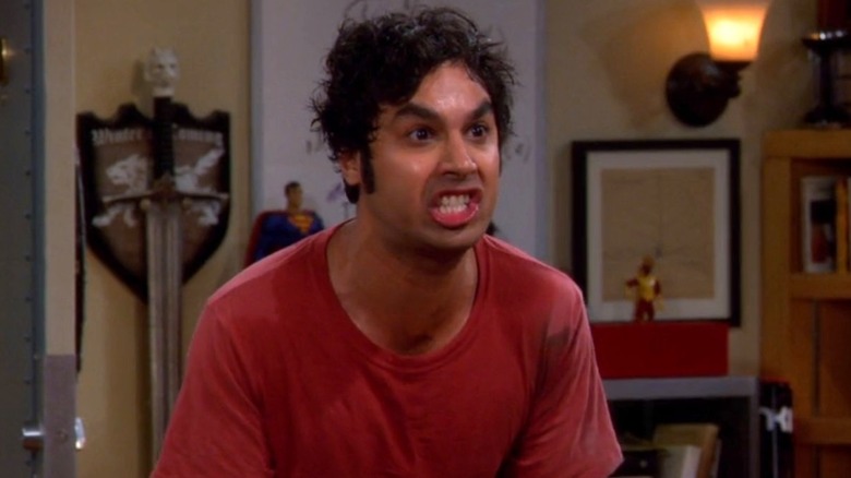 Raj Koothrappali looking crazed to the right