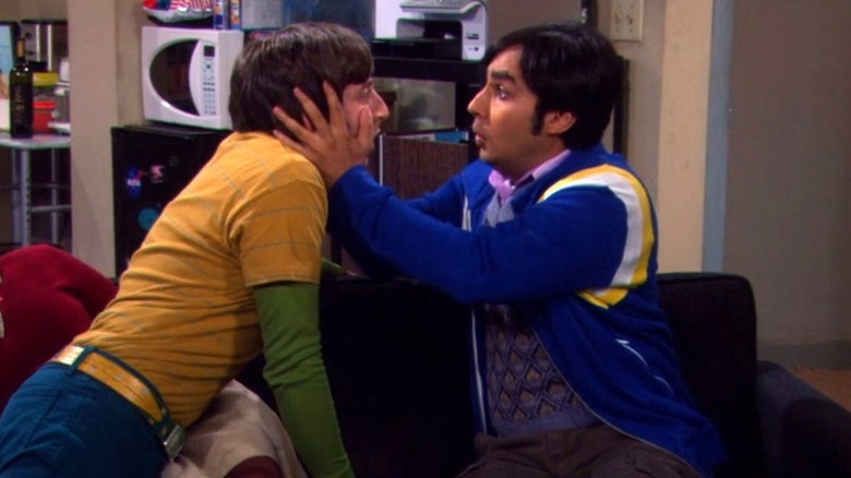 Howard Wolowitz and Raj Koothrappali looking at each other