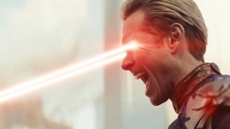 Homelander attacking with laser eyes