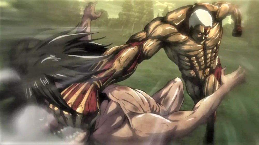 Eren vs the Armored Titan in Attack on Titan