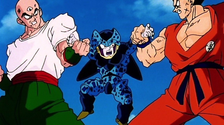 Tien and Yamcha versus Cell Jr.