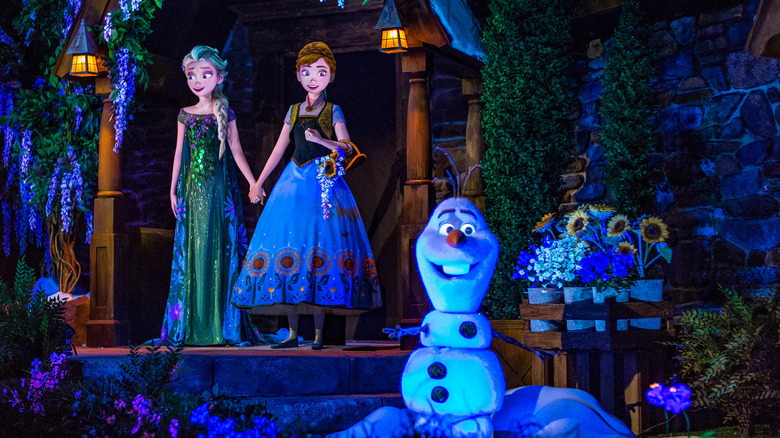 A scene from the Frozen Ever After ride at Disney's Epcot park.