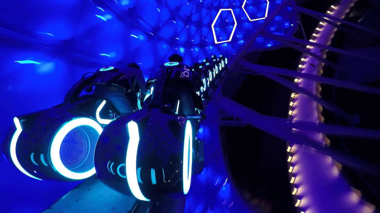 The TRON Lightcycle coaster at Disneyland Shanghai.