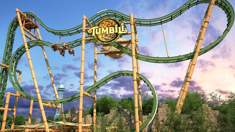 The new Tumbili 4D spin coaster at Kings Dominion theme park.