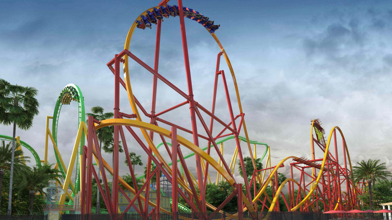 Artist rendering of Woman Woman Flight of Courage roller coaster at Six Flags Magic Mountain