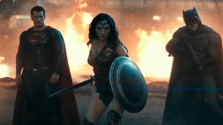 Henry Cavill, Gal Gadot, and Ben Affleck in Batman v Superman