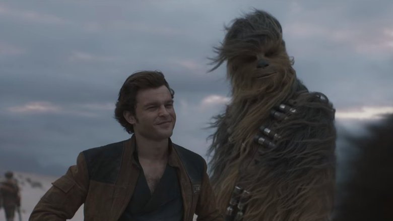 Alden Ehrenreich and Joonas Suotamo in Solo