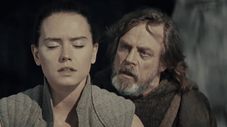 Daisy Ridley and Mark Hamill in The Last Jedi