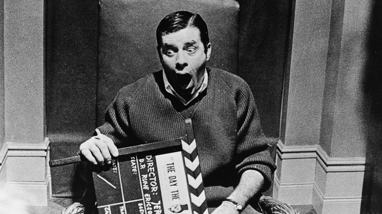 Jerry Lewis goofing off on set