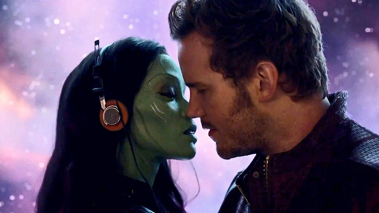 Gamora and Peter almost kiss