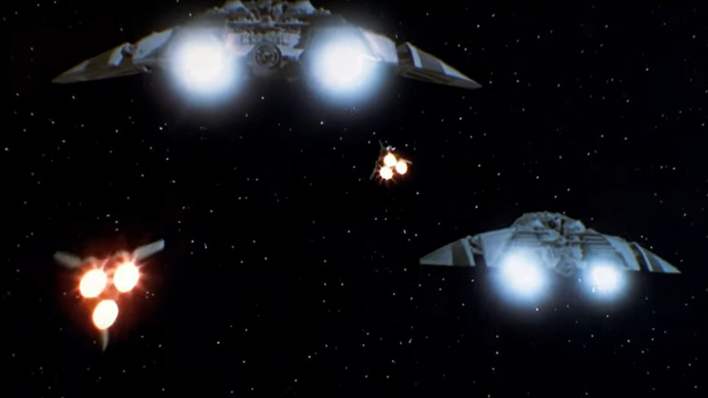 Spaceships in formation in "Battlestar Galactica" (1978)