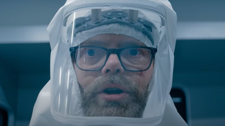 Rainn Wilson in hazmat suit