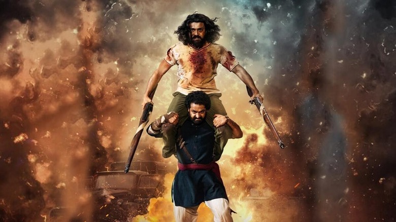 Bheem gives Ram a piggyback ride with guns through explosions