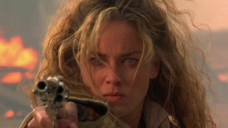 Sharon Stone with gun