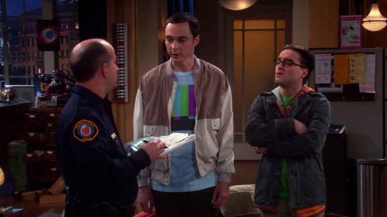 Sheldon talking to the police