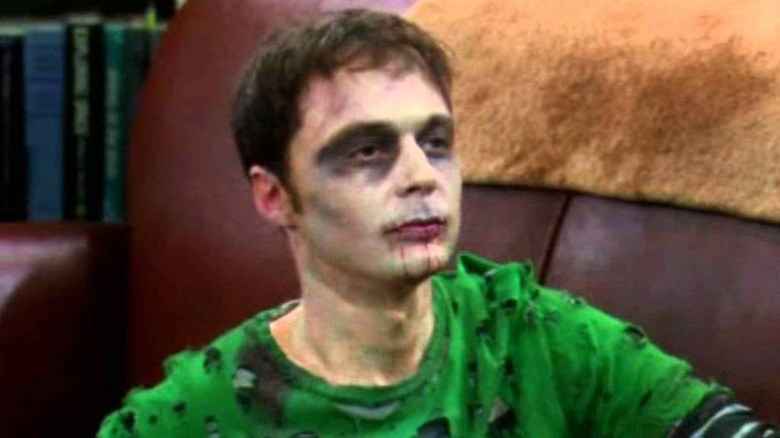 Sheldon in zombie makeup