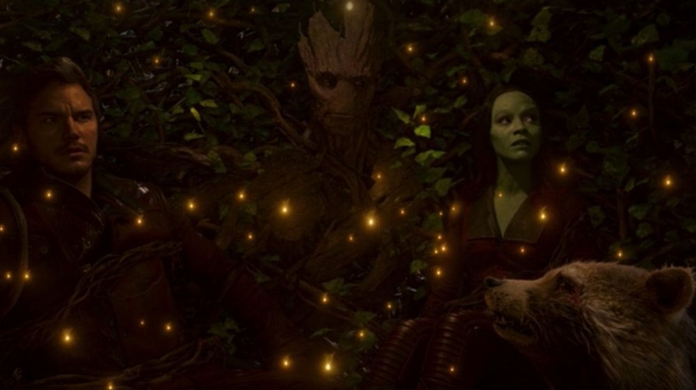 Chris Pratt and Zoe Saldana in Guardians of the Galaxy