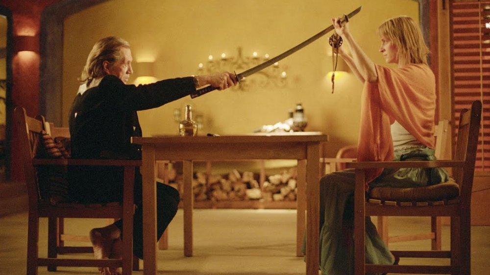 David Carradine and Uma Thurman in Kill Bill: Volume 2