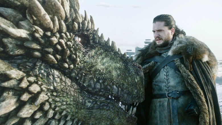 Jon Snow greets Rhaegal