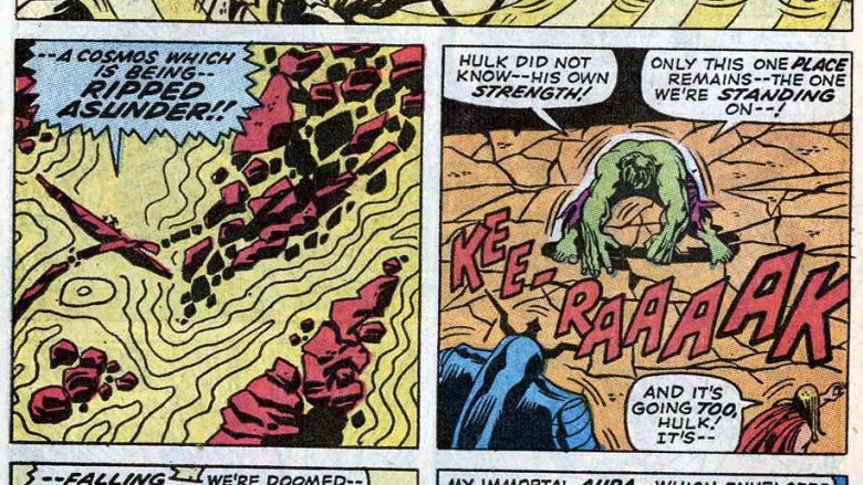 Hulk destroying Night-Crawler's dimension in 1970's Incredible Hulk #126