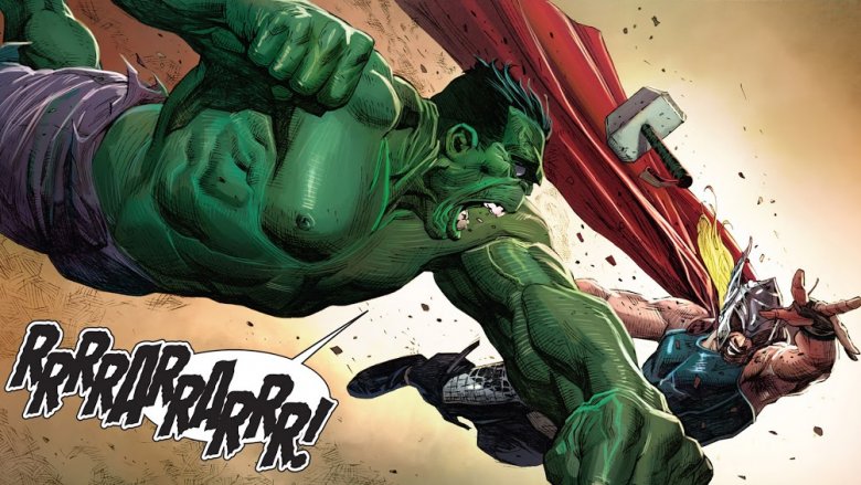 Hulk one-shotting Thor in 2013's Avengers #1