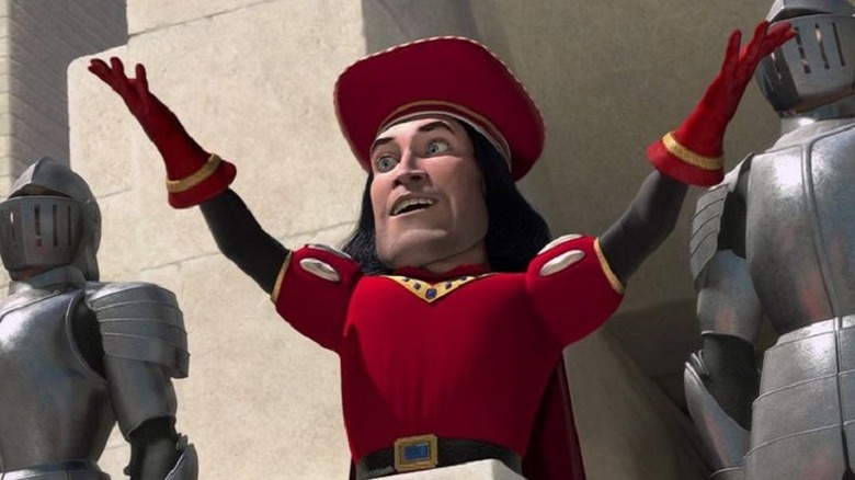 Lord Farquad raises his arms