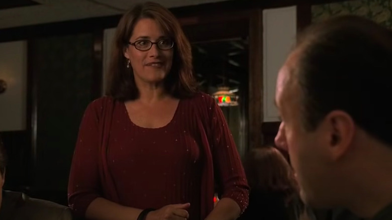 Lorraine Bracco as Dr. Melfi, flirting with Tony