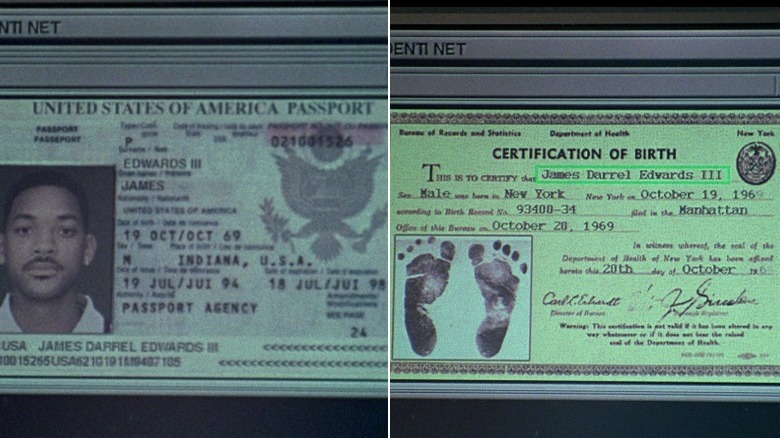 Edwards' passport and birth certificate