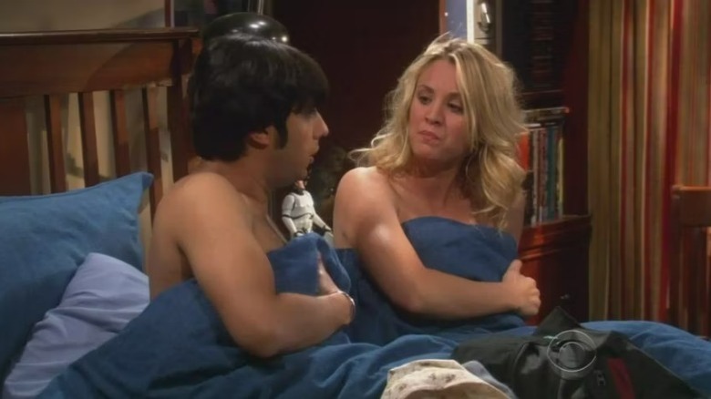 Penny and Raj in bed together