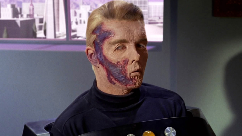 Captain Pike, disfigured in wheelchair