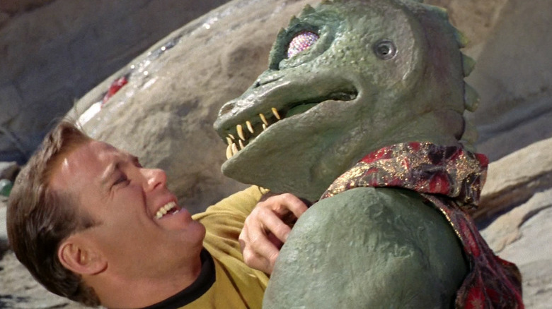 Kirk faces off against a reptilian alien