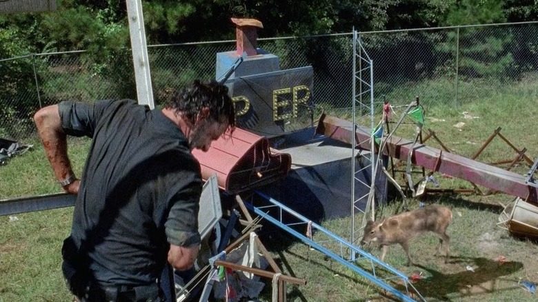 Rick Grimes watching CGI deer