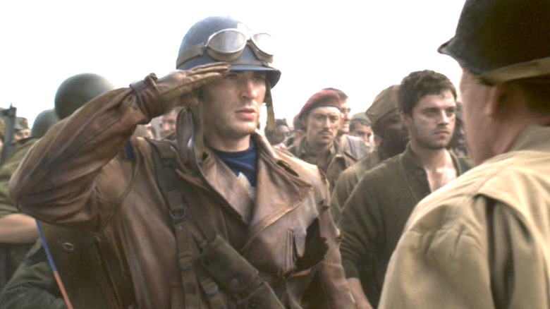 Captain America salutes Colonel Phillips in "Captain America: The First Avenger."