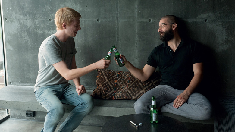 Caleb and Nathan drinking beer