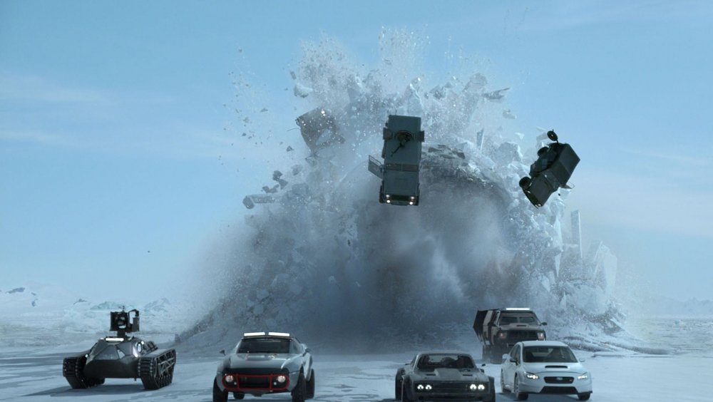 A nuclear submarine bursts from a frozen lake